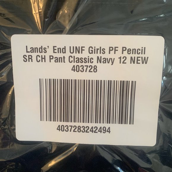 NWT LANDS' END UNIFORM PLAIN FRONT PENCIL STAIN RESISTANT CHINO PANTS NAVY 12 - Picture 6 of 7